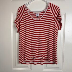 CAbi Women's Red White stripe scoop neck Top Size Medium